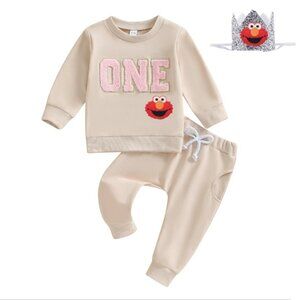 Sesame Street Sweater Cookie Pants First Birthday Elmo Outfit Clothes Leggings